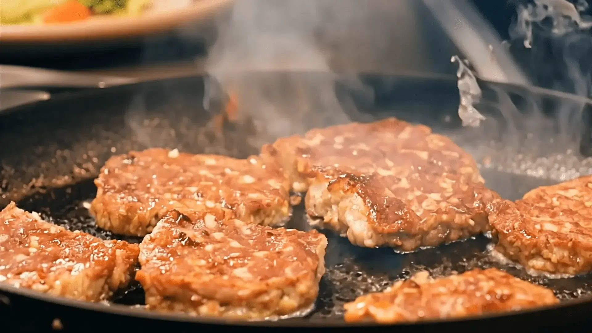 Delicious Burger Patties Cooking Stock Video